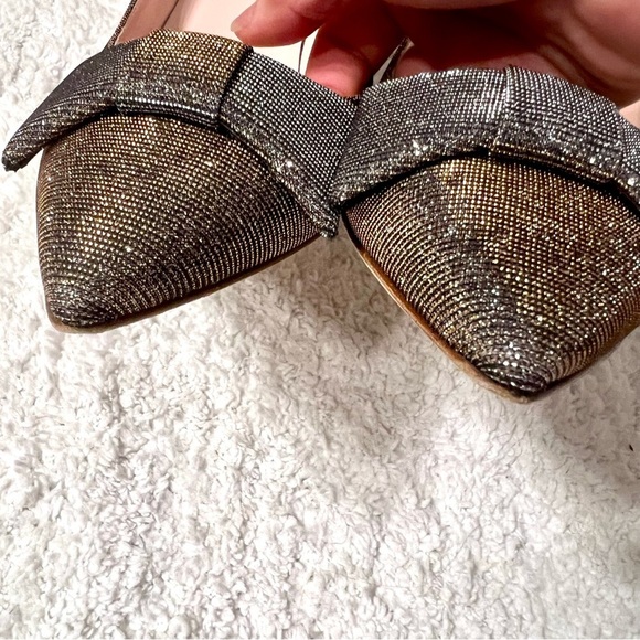 Kate Spade Juliette Italy Bow Pointed Toe Dress Pumps Sparking Bronze Bridal 9.5 - Picture 7 of 11